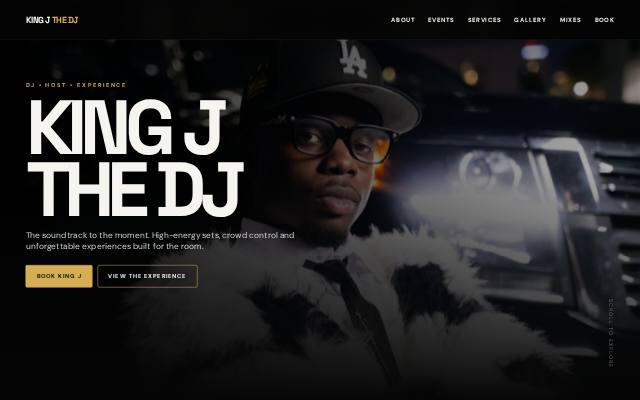 Homepage of kingjthedj.com