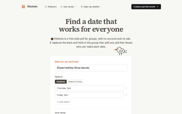 Homepage of kitokoto.com