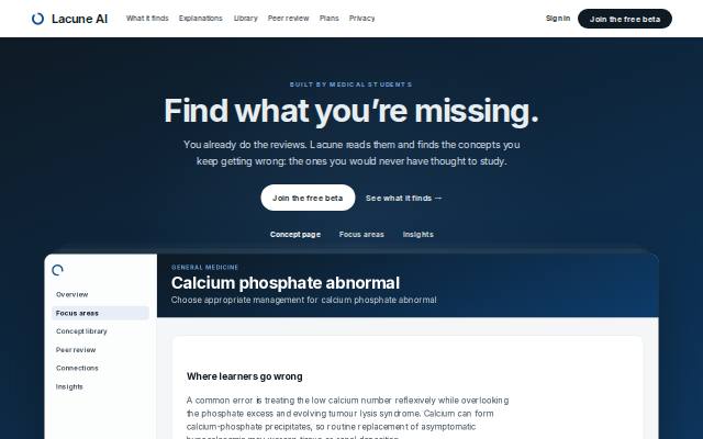 Homepage of lacuneai.com