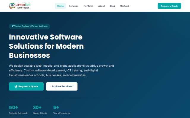 Homepage of lamaasoft.africa