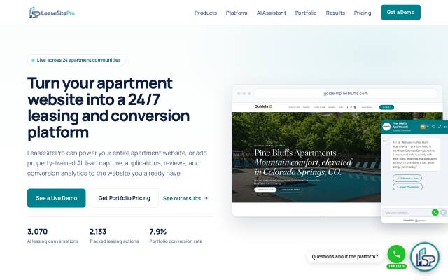 Homepage of leasesitepro.com