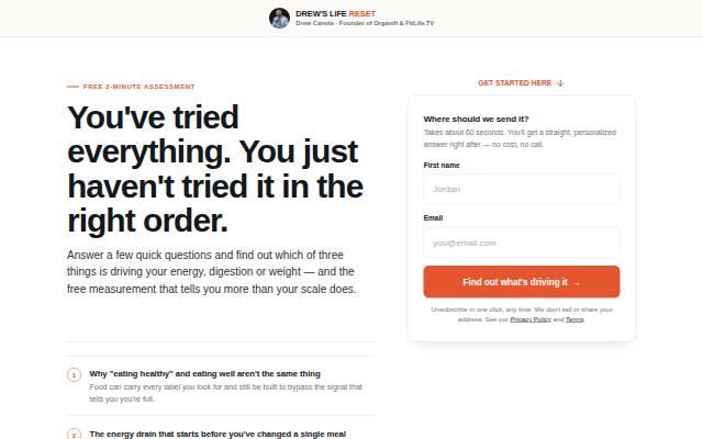Homepage of lifereset.coach