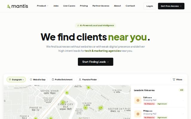 Homepage of mantisai.in