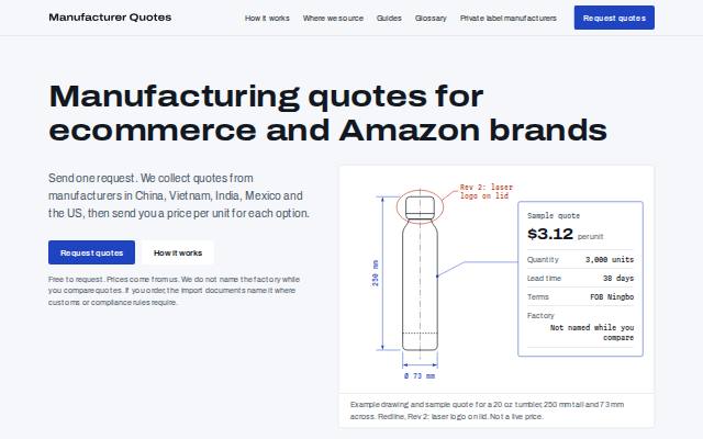 Homepage of manufacturerquotes.com