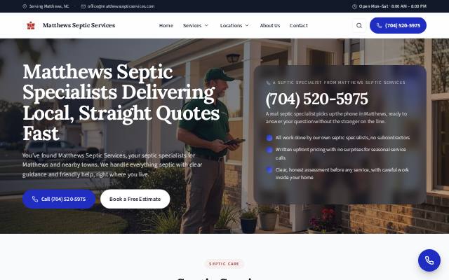 Homepage of matthewssepticservices.com
