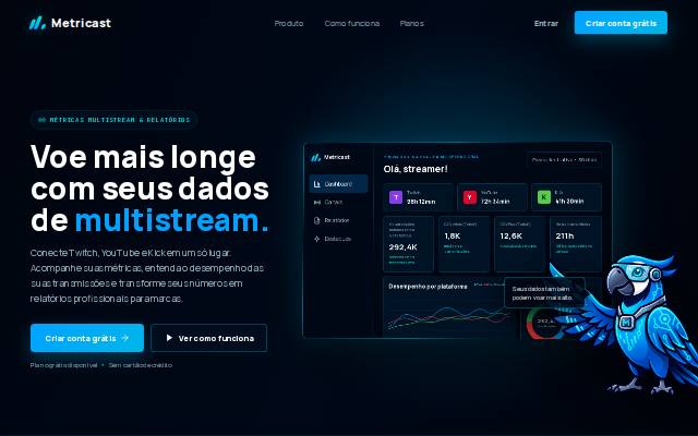 Homepage of metricast.live