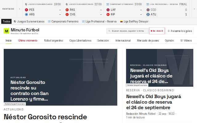 Homepage of minutofutbol.com