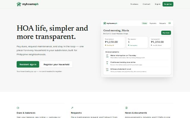 Homepage of myhoams.online