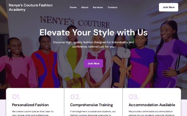 Homepage of nenyescouture.com
