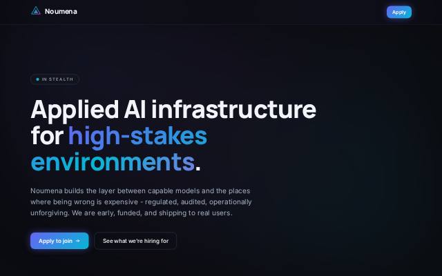 Homepage of noumena-labs.ai