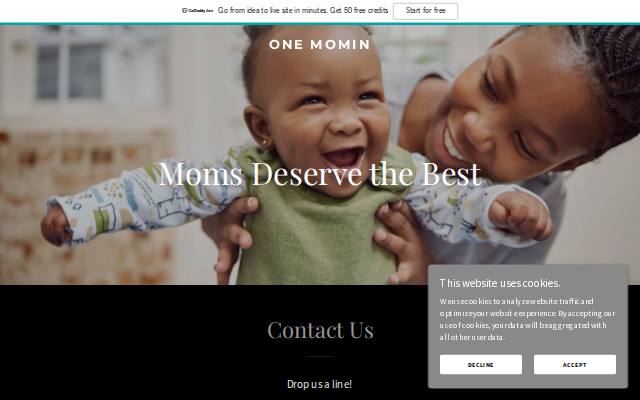 Homepage of onemomin.com