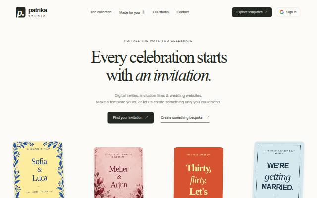 Homepage of patrikastudio.com