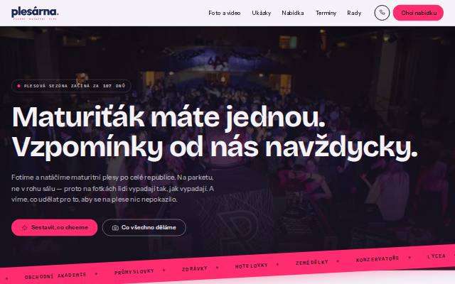 Homepage of plesarna.cz