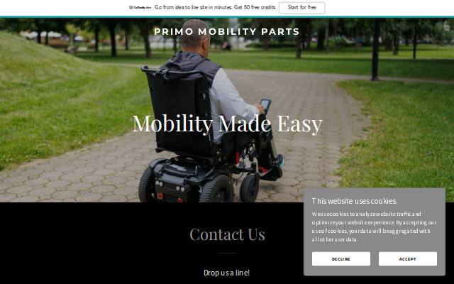 Homepage of primomobilityparts.co.uk
