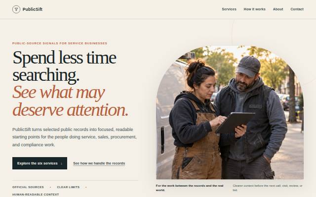 Homepage of publicsift.com