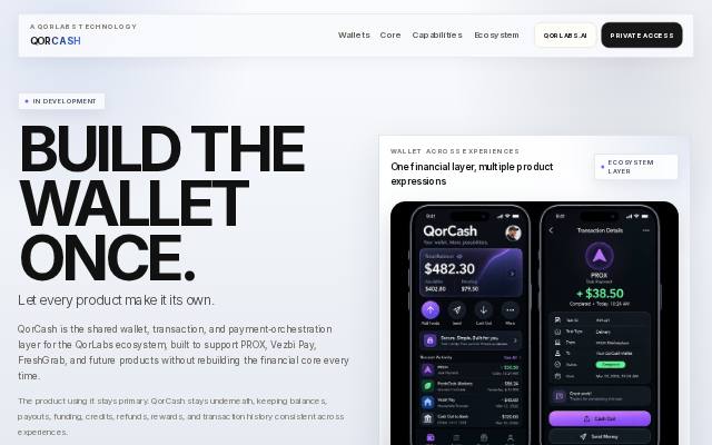 Homepage of qorcash.com
