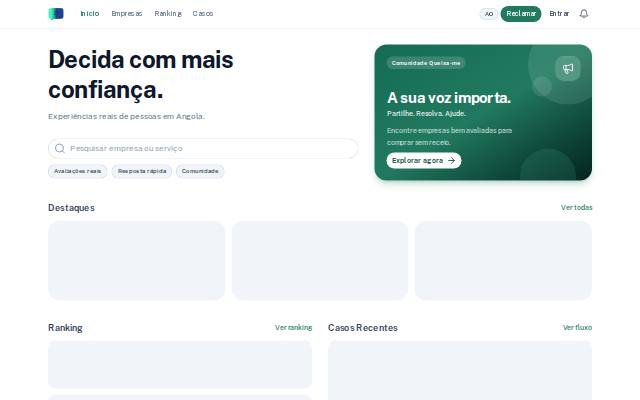 Homepage of queixame.com