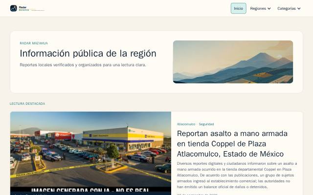 Homepage of radarmazahua.com