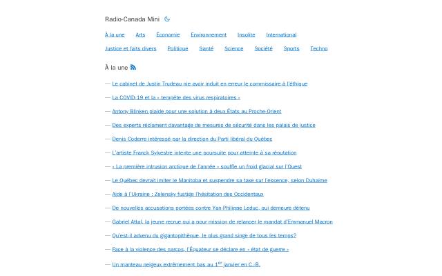 Homepage of radiocanadamini.ca