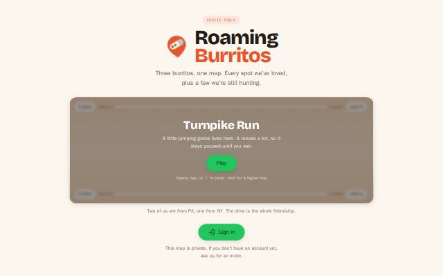 Homepage of roamingburritos.com