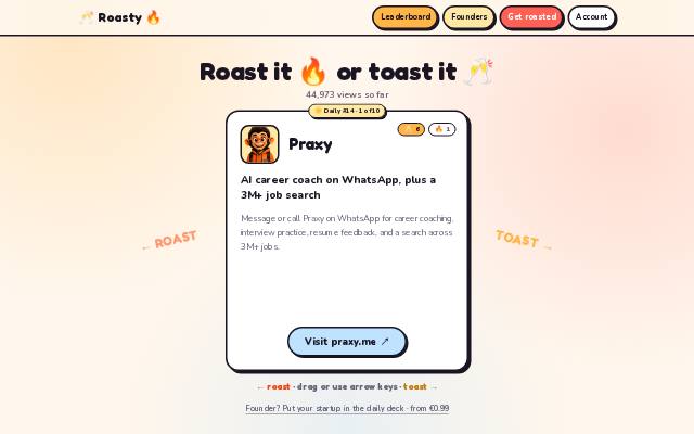 Homepage of roasty.tech