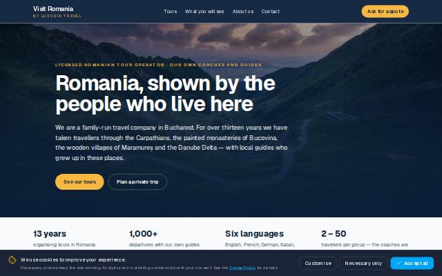 Homepage of romaniatoursluxuria.com