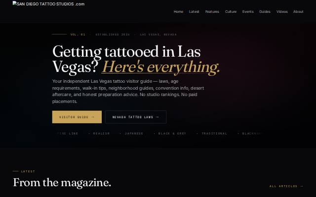 Homepage of sandiegotattoostudios.com