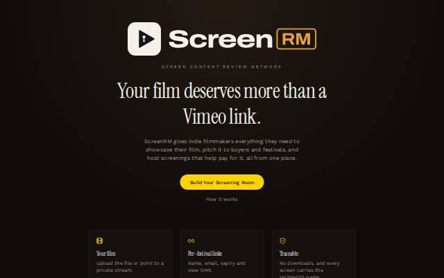 Homepage of screenrm.com