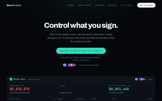 Homepage of sferaonchain.xyz