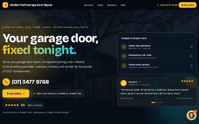 Homepage of shailerparkgarage.repair