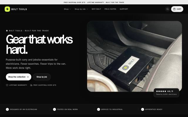 Homepage of shopbolttools.com