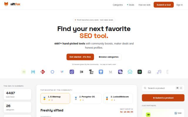 Homepage of siftfox.com