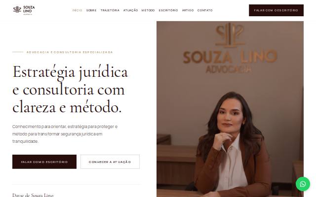 Homepage of souzalinoadv.com.br