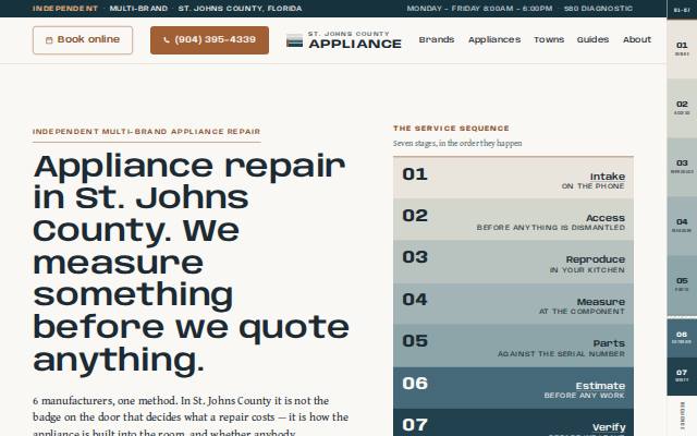 Homepage of stjohnscountyappliance.com