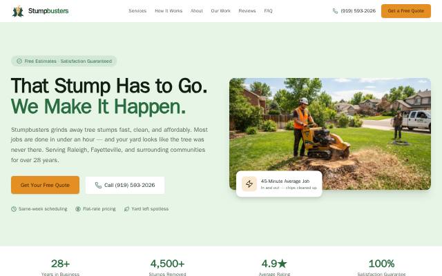 Homepage of stumpbusters24.com