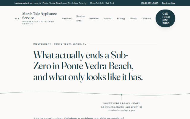 Homepage of subzerorepairpontevedrabeach.com