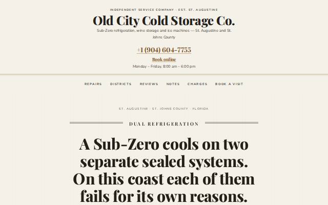 Homepage of subzerorepairstaugustine.com