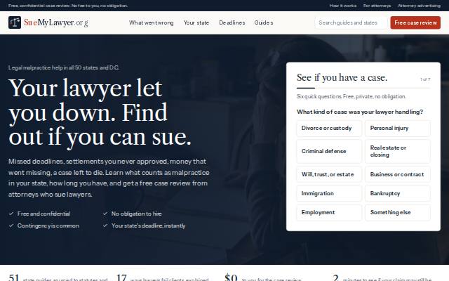 Homepage of suemylawyer.org
