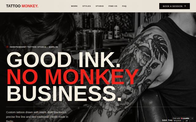 Homepage of tatoomonkey.com