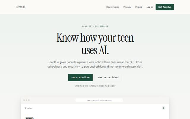 Homepage of teencue.com