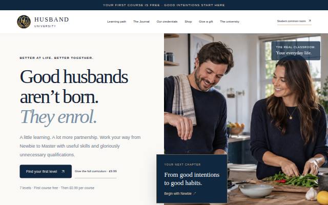 Homepage of thehusbanduniversity.com