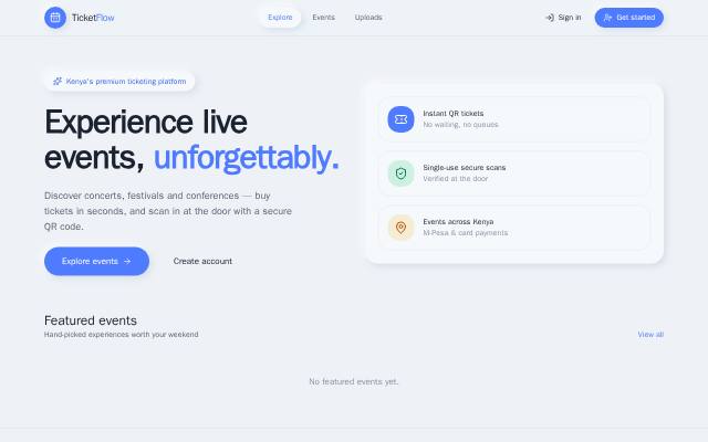 Homepage of ticketflow.co.ke
