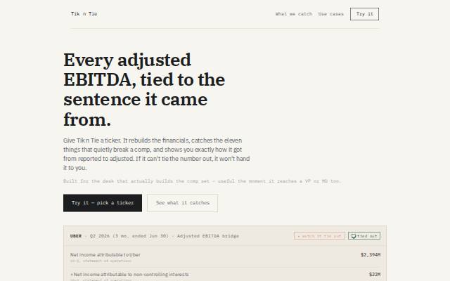 Homepage of tikntie.ai