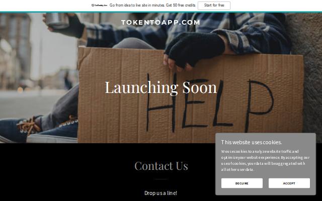 Homepage of tokentoapp.com