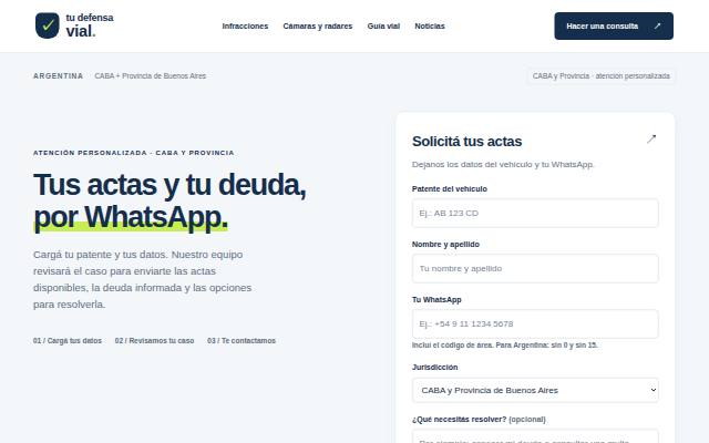 Homepage of tudefensavialba.com.ar