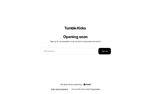 Homepage of tumblekicks.co.uk