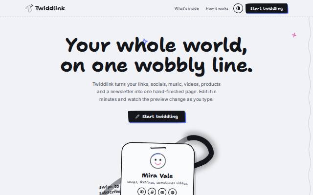 Homepage of twiddlink.world