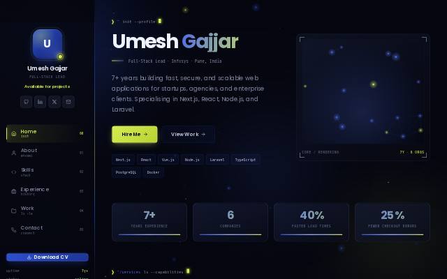 Homepage of umeshgajjar.dev