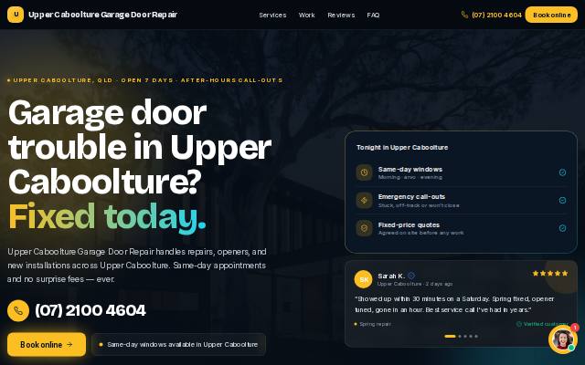 Homepage of uppercaboolturegarage.repair