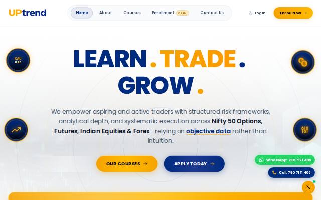 Homepage of uptrendfinacademy.com
